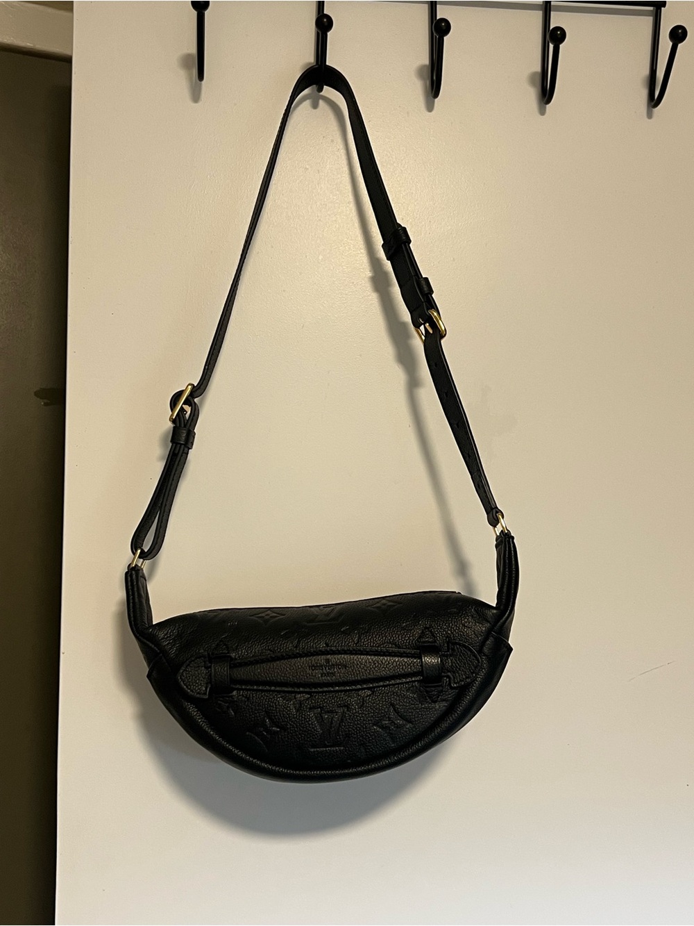 Louis Vuitton Black Embossed Crescent Crossbody Bag